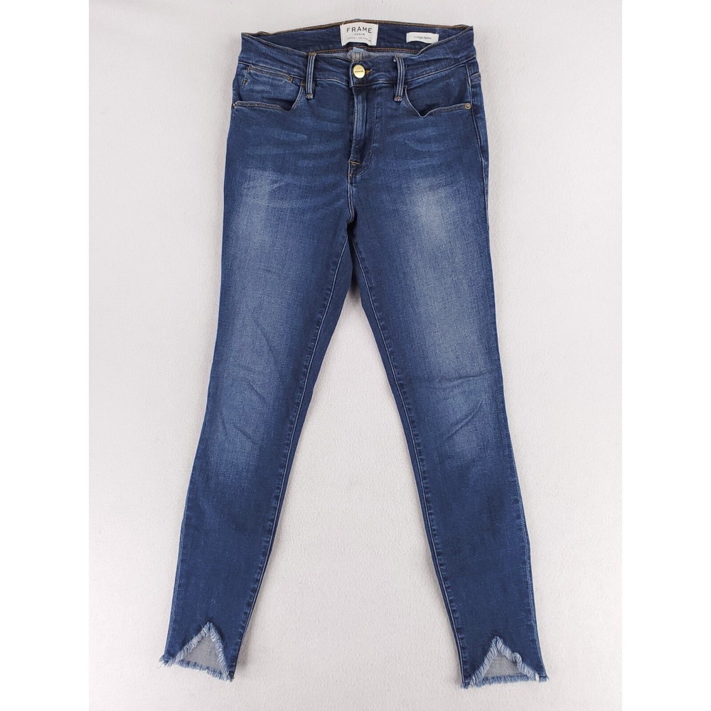Frame Jeans Womens 25 Blue Le High Skinny Stretch Denim Pants Raw Hem Mid Rise
